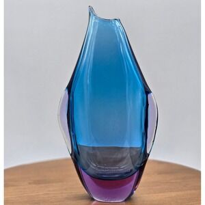 Art Glass Vase Mid Century Modern Penguin Murano-Style Design